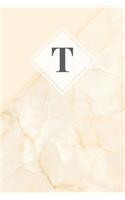 T: Initial Monogram Notebook - Elegant Gold Marble Diary - Cute Gift for Women and Girls - College ruled 6 x 9 Journal