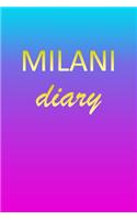 Milani: Journal Diary - Personalized First Name Personal Writing - Letter M Blue Purple Pink Gold Effect Cover - Daily Diaries for Journalists & Writers - J