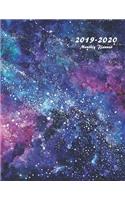 2019-2020 Monthly Planner: Large Two Year Planner with Flower Coloring Pages (Space)