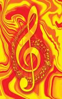 Music Songwriting Journal - Blank Sheet Music - Manuscript Paper for Songwriters and Musicians - Liquid Marble Series Red Orange Yellow