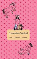 Composition Notebook: 8 X 10, Wide-Ruled, 120 Pages, Sweet Pink Unicorns