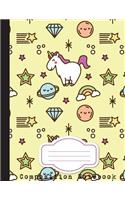 Composition Notebook: Unicorn Notebook - College Wide Ruled - School Notebook, 110 Pages, 8.5" x 11"