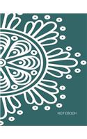 Notebook: Big Mandala On Darkblue Cover Notebook Journal Diary, 110 Dashed lines pages, 8.5" x 11", Date on top(6 Mandala Notebook Cover5)