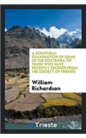 Scriptural Examination of Some of the Doctrines