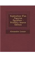 Explication D'Un Papyrus Egyptien: (Catalan)