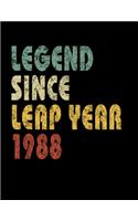 Legend Since Leap Year 1988: Retro Birthday Gift Notebook With Lined Wide Ruled Paper. Funny Quote Sayings 8.5 x 11 Notepad Journal For People Born February 29th 1988.