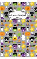 Halloween Notebook: Candy Corn and Vampires Clip Art Images on 6 x 9 Blank Lined Softcover Journal for Notes, Halloween Gift Design Cover Note Book