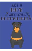 Just A Boy Who Loves Rottweilers: Cute Rottweiler Dog Lover Journal / Notebook / Diary Perfect for Birthday Card Present or Christmas Gift Support Mans Best Friend and The Greatest P