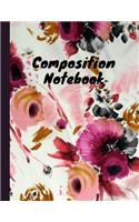Composition Notebook: Floral Ruled College For Taking Notes Pink & Purple Watercolor Flowers Journal