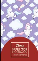 Polar Graph Paper Notebook: 1 Inch Centered: Technical Sketchbook For Engineers and Designers, Cute Unicorns Cover, 8.5 x 11, 100 pages