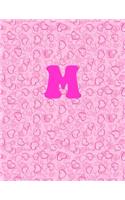 M: Hearts Cover, Letter "M" Monogram Notebook, 8.5 X 11 Inches, Blank, Numbered Pages