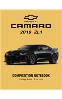 Chevrolet Camaro 2019 ZL1 Composition Notebook College Ruled / 8.5 x 11 in