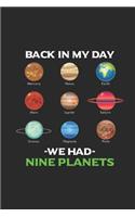 Back in My Days We Had Nine Planets: Dotted Bullet Notebook (6 X 9 - 120 Pages) Simple Notebook Design for Gift / Daily Journals