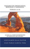 Temario de Oposiciones. Biologia y Geologia. Temas 6 a 10.