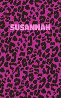 Susannah: Personalized Pink Leopard Print Notebook (Animal Skin Pattern). College Ruled (Lined) Journal for Notes, Diary, Journaling. Wild Cat Theme Design wi