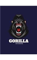 Gorilla notebook: Gorilla on dark blue cover and Dot Graph Line Sketch pages, Extra large (8.5 x 11) inches, 110 pages, White paper, Sketch, Draw and Paint