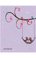 Notebook: (Cute Bird in Love on Purple Notebook)