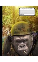 Gorilla Soldier Composition Notebook Blank Unruled200 Pages / 100 Sheets, 8-1/2" x 11"
