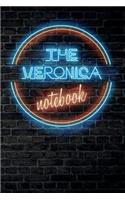 The VERONICA Notebook: Vintage Blank Ruled Personalized & Custom Neon Sign Name Dotted Notebook Journal for Girls & Women. Wall Background. Funny Desk Accessories. Retro B