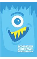 Monster Journal Sketchbook: The Blue Monster Theme Combo Notebook For Writing And Drawing