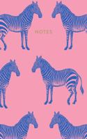 Notes: Lined Journal with Cute Zebra Illustration Pattern Cover Design in Pink and Blue