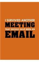I Survived Another Meeting That Should Have Been An Email: Funny Lined Notebook, Funny Office Humor, Funny Office Gift (6 x 9 Inches, 120 Pages)