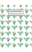 Cactus Composition Notebook: White Note Book Wide Ruled Blank Notebook For School and College 100 Pages