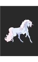 Unicorn College-Ruled Notebook for School, College, Note Taking Pretty Pink Unicorn Black Background for Girls Women