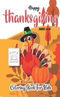 Thanksgiving Coloring Book For Kids Ages 4-8