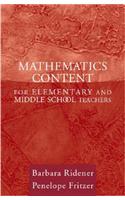Mathematics Content for Elementary and Middle School Teachers