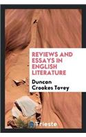 Reviews and Essays in English Literature