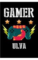Gamer Ulva: Liniertes Notizbuch für deinen Vornamen