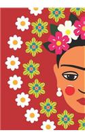 Whimsical Frida Red Folk Art Lined Undated Journal: Diary Notebook