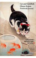 Cat and Goldfish - Ohara Koson - Notebook/Journal