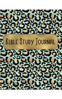 Bible Study Journal: 8.5 x 11 Mint Green & Gold Leopard Pattern Daily Scripture Notebook with Prompt Questions