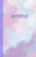 Jemma: Personalized Composition Notebook - College Ruled (Lined) Exercise Book for School Notes, Assignments, Homework, Essay Writing. Pink Blue Purple Cov