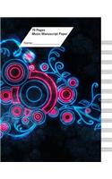Music Manuscript Paper (Staff Paper) 70 Pages, 12 Staves. Tribal Neon