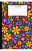 Unruled Composition Notebook 6" x 9". 120 Pages. Colorful Floral Paisley Art: Unruled Composition Notebook 6" x 9". 120 Pages. Blank Notebook. Colorful Floral Paisley Art Black Background