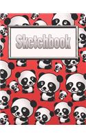 Sketchbook: Silly Cute Panda Bears Sketchbook & Art Notebook - Large Blank Sketchbook: 100 Pages - 8.5"x11" Blank Drawing Book & Sketching Journal Notepad