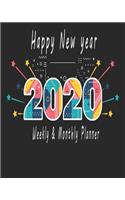 Happy new year 2020 Planner Weekly and Monthly: Jan 1, 2020 to Dec 31, 2020: Weekly & Monthly Planner + Calendar Views - Inspirational Quotes and Navy Floral Cover - ... December 2020 (2020 Pretty