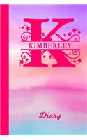 Kimberley Diary: Personalized First Name Personal Writing Journal - Cute Pink Purple Watercolor Cover - Daily Diaries for Journalists & Writers - Note Taking - Write