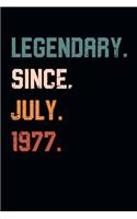 Blank Lined Journal, Notebook, Diary, Planner - Legendary Since July 1977 - 42nd Birthday Gift For 42 Years Old Men and Women born in July: Medium College-Ruled Journey Diary, 110 page, Lined, 6x9 (15.2 x 22.9 cm)
