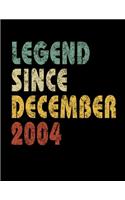 Legend Since December 2004: Retro Birthday Gift Notebook With Lined Wide Ruled Paper. Funny Quote Sayings Back To School 8.5 X 11 Notepad Journal For Taking Notes For Boys & Gi