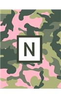 N: Letter Monogrammed 2020 Weekly Planner For Women Hunters Girls - Pink Camo Camouflage January 2020 - December 2020 (8.5"x11")