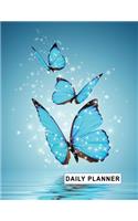 Low Vision Undated 90 Day Daily Planner Large Print: Calendar With 1/2" Wide Rule Bold Lines on White Paper for Visually Impaired Blue Butterfly Cover