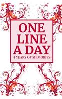 One Line a Day: Four Years of Memories, Dated and Lined Book Red Modern Floral Design