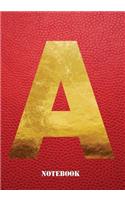 A Notebook: Letter 'a' Notebook, Composition, Exercise or Log or Study Book - Red Cover