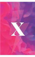 X: Initial Monogram Notebook Notebook for Women, Girls and School 6 X 9 - 110 College-Ruled