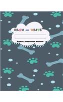 DRAW and WRITE primary composition notebook, 8x10 inch 200 page, Blue purple dag paw print: Kids composition book journal for kindergarten first, 2nd, and 3rd grade