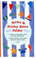 Memo & Sticky Notes Folder: Nautical: Small Folder Containing 7 Sticky Notepads, a Tear-Off Lined Writing Pad, and Gel Pen.
